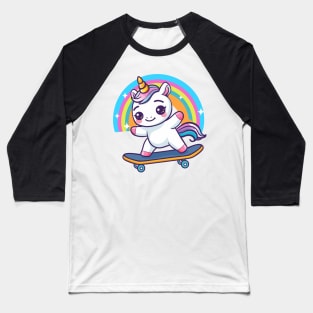 Unicorn Skateboarding Baseball T-Shirt